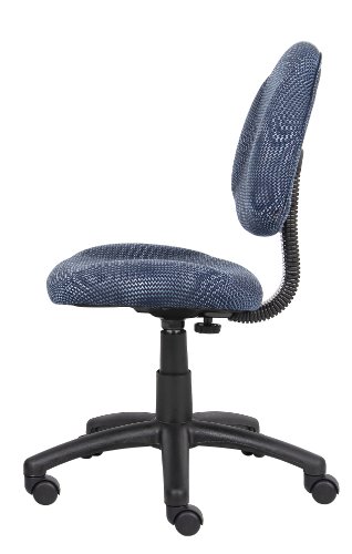 Boss Office Products Perfect Posture Delux Fabric Task Chair without Arms in Blue