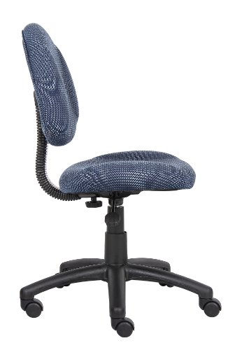 Boss Office Products Perfect Posture Delux Fabric Task Chair without Arms in Blue