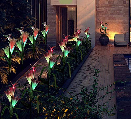 Solar Powered Outdoor Decorative Lights with Lily Flower and Butterfly