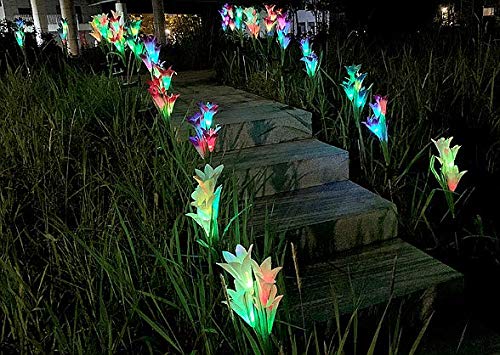 Solar Powered Outdoor Decorative Lights with Lily Flower and Butterfly