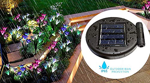 Solar Powered Outdoor Decorative Lights with Lily Flower and Butterfly
