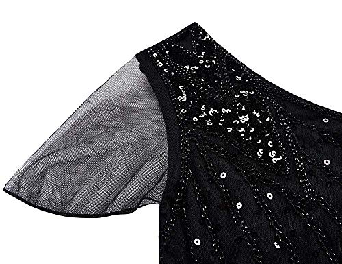 Elegant Black Flapper Cocktail Dress with Long Gloves