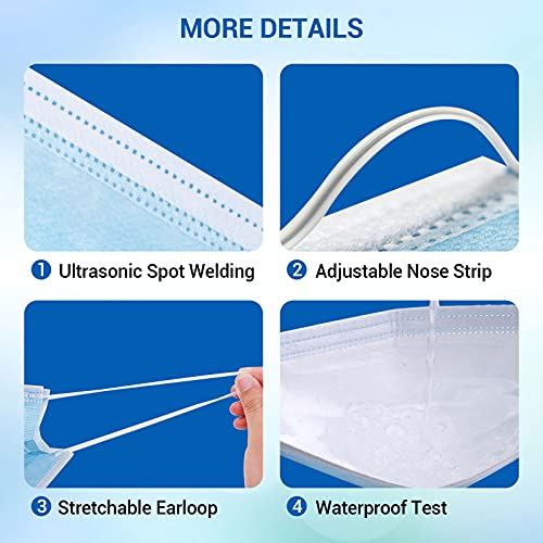 BDTTBZ Face Mask Medical Grade 50pcs, F+D=A BFE 95% Disposable Masks, 3-Layer with Adjustment Earloop and Nose Strip for Personal Care, Foldable Breathable Dust Mask for Adults