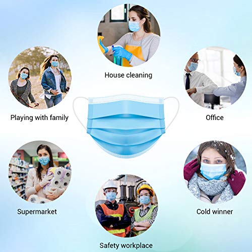 BDTTBZ Face Mask Medical Grade 50pcs, F+D=A BFE 95% Disposable Masks, 3-Layer with Adjustment Earloop and Nose Strip for Personal Care, Foldable Breathable Dust Mask for Adults