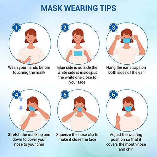 BDTTBZ Face Mask Medical Grade 50pcs, F+D=A BFE 95% Disposable Masks, 3-Layer with Adjustment Earloop and Nose Strip for Personal Care, Foldable Breathable Dust Mask for Adults