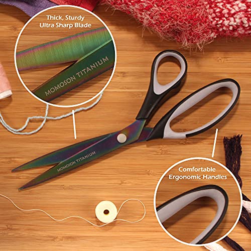 BambooMN Titanium Softgrip Scissors Set for Sewing, Arts, Crafts, Office - 1 Set of 3