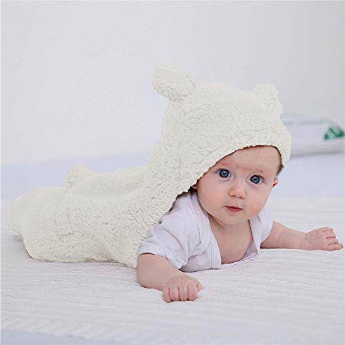 XMWEALTHY Cute Newborn Baby Boys Girls Blankets Plush Swaddle Blankets White
