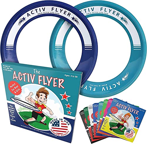 Activ Life Best Kid's Flying Rings [Navy/Teal] 2 Pack - Best for Grandson & Granddaughter Toys Young Niece Teen Nephew Gifts or Holiday Presents - Top Xmas 2021 and Fun Ideas for Child of Any Age