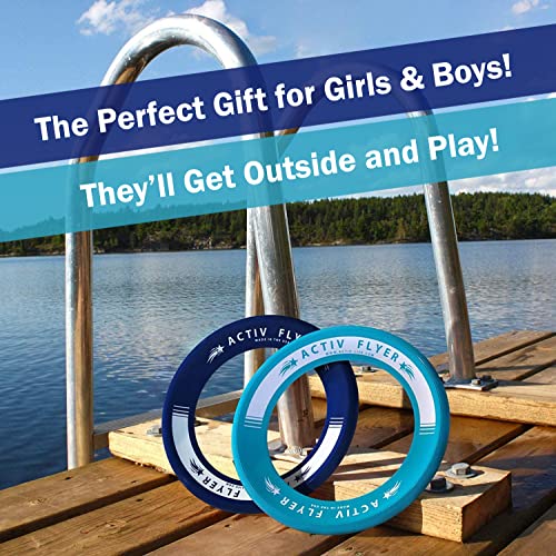Activ Life Best Kid's Flying Rings [Navy/Teal] 2 Pack - Best for Grandson & Granddaughter Toys Young Niece Teen Nephew Gifts or Holiday Presents - Top Xmas 2021 and Fun Ideas for Child of Any Age