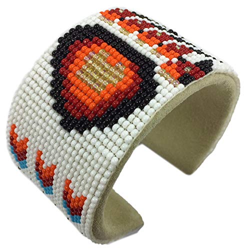 Handmade Beaded Jewelry Set White Red Necklace Earrings Bracelet (Red Bear Paw)