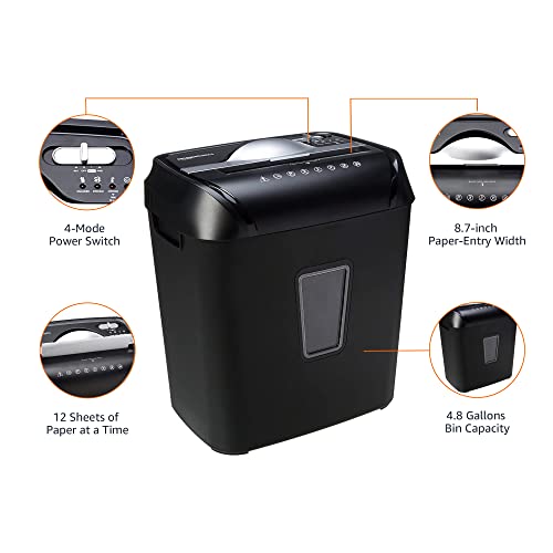 Amazon Basics 12-Sheet Cross-Cut Paper and Credit Card Home Office Shredder