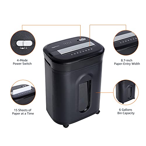 Amazon Basics 15-Sheet Cross-Cut Paper, CD Credit Card Office Shredder
