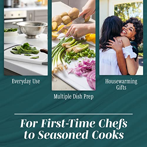 Navy Blue Chopping Board Set - 3-Pack with Non Slip Handles