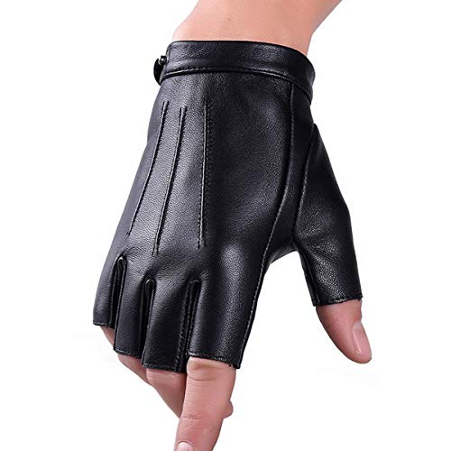 Faux Leather Fingerless Gloves for Men Women Teens
