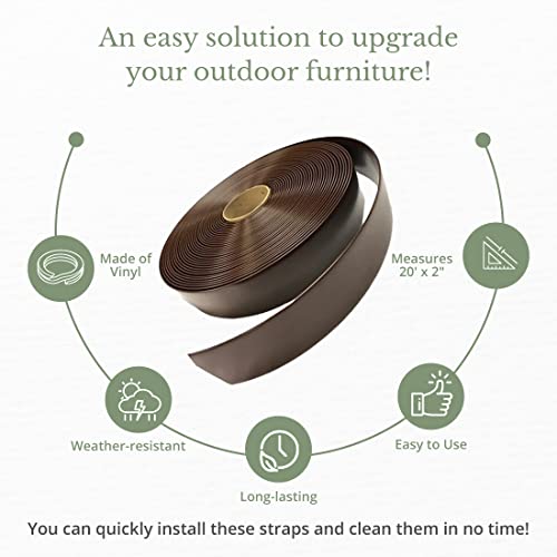 20' Dark Brown Vinyl Strap Roll for Patio Furniture
