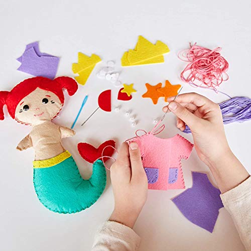 Sewing Kit for Kids - Learn to Sew Your Own Mermaid Toy with Accessories - Arts & Crafts Gift for Girls Ages 7 8 9 10 11 12 - Fun Beginner Craft Kits with Clear Instructions and Sewing Supplies
