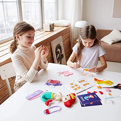 Sewing Kit for Kids - Learn to Sew Your Own Mermaid Toy with Accessories - Arts & Crafts Gift for Girls Ages 7 8 9 10 11 12 - Fun Beginner Craft Kits with Clear Instructions and Sewing Supplies
