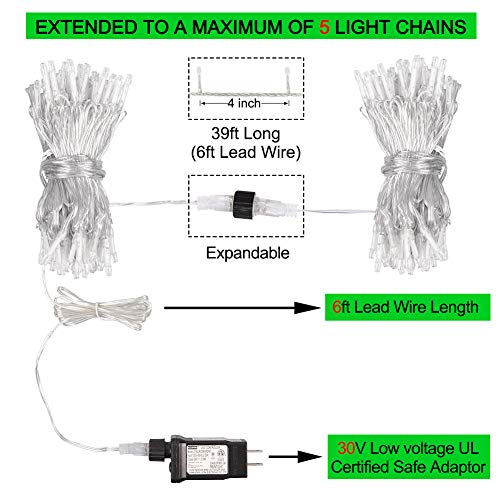 MYGOTO 33FT 100 LEDs String Lights Waterproof Fairy Lights 8 Modes with Memory 30V UL Certified Power Supply for Home, Garden, Wedding, Party, Christmas Decoration Indoor Outdoor (Red)