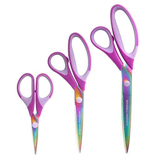 Titanium Softgrip Scissors Set - 3 Sets - Purple