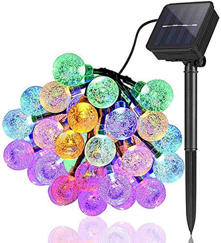 Solar String Lights 20 LED 16ft Crystal Globe Solar Patio Lights ?Waterproof Crystal Ball String Lights for Patio, Lawn, Garden, Party, Wedding, Christmas Decor