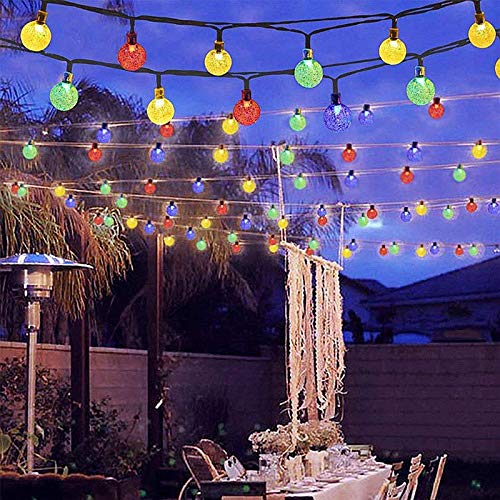 Solar String Lights 20 LED 16ft Crystal Globe Solar Patio Lights ?Waterproof Crystal Ball String Lights for Patio, Lawn, Garden, Party, Wedding, Christmas Decor