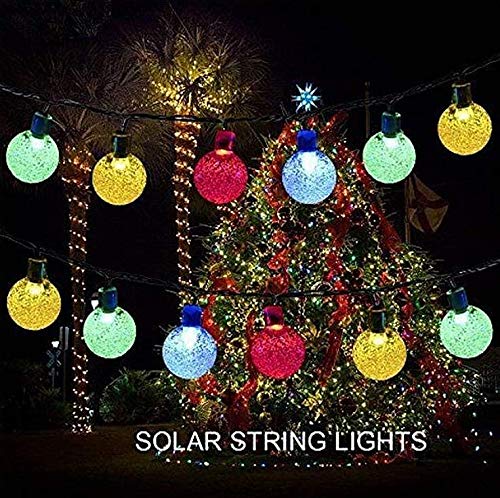 Solar String Lights 20 LED 16ft Crystal Globe Solar Patio Lights ?Waterproof Crystal Ball String Lights for Patio, Lawn, Garden, Party, Wedding, Christmas Decor