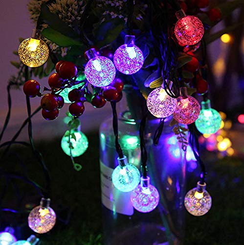 Solar String Lights 20 LED 16ft Crystal Globe Solar Patio Lights ?Waterproof Crystal Ball String Lights for Patio, Lawn, Garden, Party, Wedding, Christmas Decor