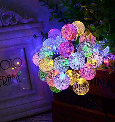 Solar String Lights 20 LED 16ft Crystal Globe Solar Patio Lights ?Waterproof Crystal Ball String Lights for Patio, Lawn, Garden, Party, Wedding, Christmas Decor