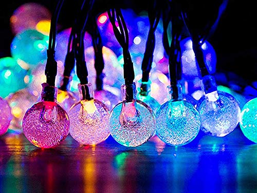 Solar String Lights 20 LED 16ft Crystal Globe Solar Patio Lights ?Waterproof Crystal Ball String Lights for Patio, Lawn, Garden, Party, Wedding, Christmas Decor