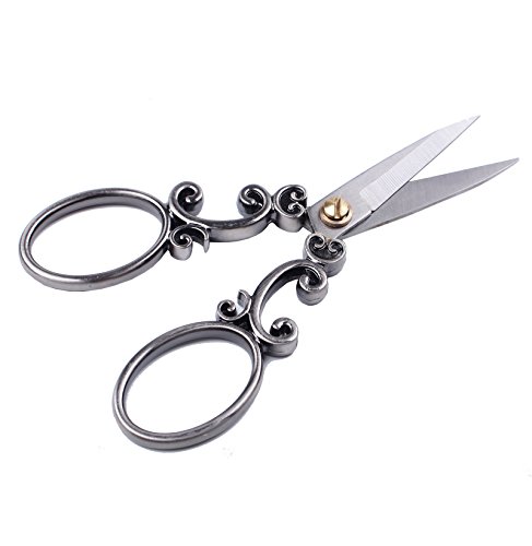 European Vintage Stainless Steel Sewing Scissors - Cloud Pattern