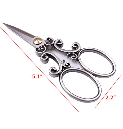 European Vintage Stainless Steel Sewing Scissors - Cloud Pattern