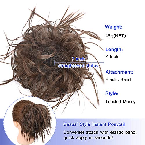 AISI BEAUTY Tousled Updo Hair Pieces Messy Bun Hair Scrunchies Extensions Hair Pieces and Ponytails Hair Extensions for Womenï¼8#(Medium Brown.))