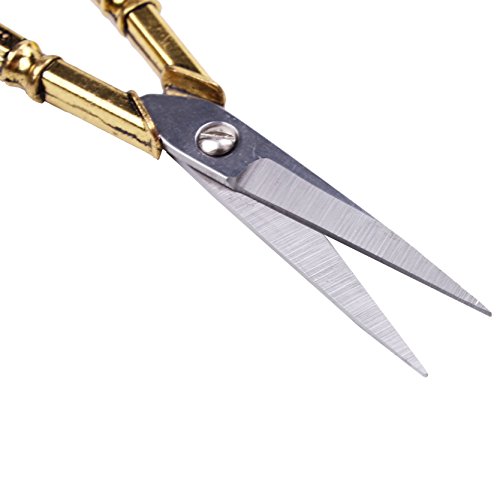 BIHRTC Pack of 2 Vintage European Style Plum Blossom Scissors for Embroidery, Sewing, Craft, Art Work & Everyday Use (Copper,Gold)