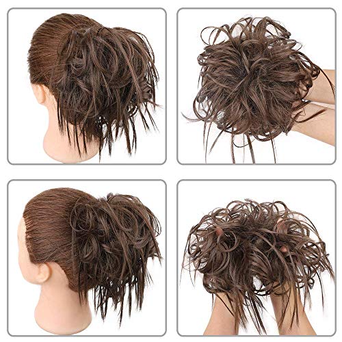 AISI BEAUTY Tousled Updo Hair Pieces Messy Bun Hair Scrunchies Extensions Hair Pieces and Ponytails Hair Extensions for Womenï¼8#(Medium Brown.))