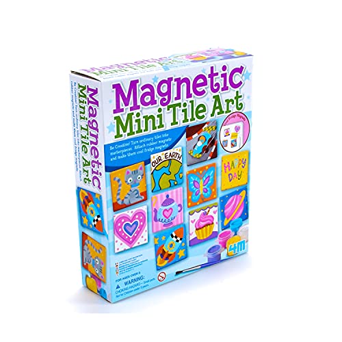 4M 4563 Magnetic Mini Tile Art - DIY Paint Arts & Crafts Magnet Kit For Kids - Fridge, Locker, Party Favors, Craft Project Gifts for Boys & Girls