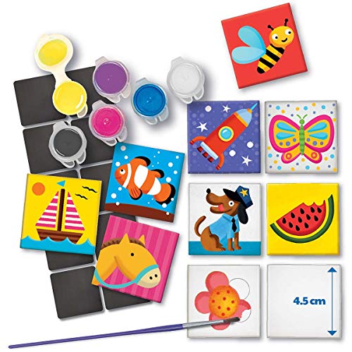 4M 4563 Magnetic Mini Tile Art - DIY Paint Arts & Crafts Magnet Kit For Kids - Fridge, Locker, Party Favors, Craft Project Gifts for Boys & Girls