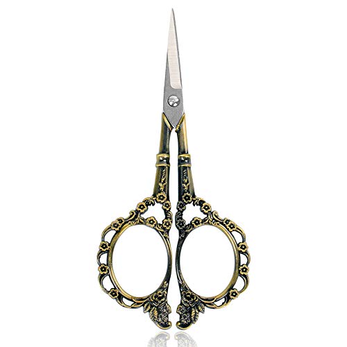 Vintage European Style Plum Blossom Scissors - Bronze