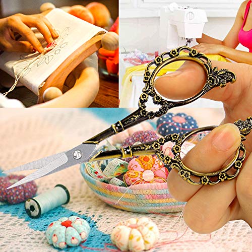 Vintage European Style Plum Blossom Scissors - Bronze