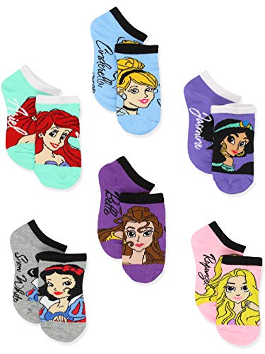Disney Princess Toddler Girls 6 pack Socks (Shoe: 7-10 (Sock: 4-6), Princess Names No Show)