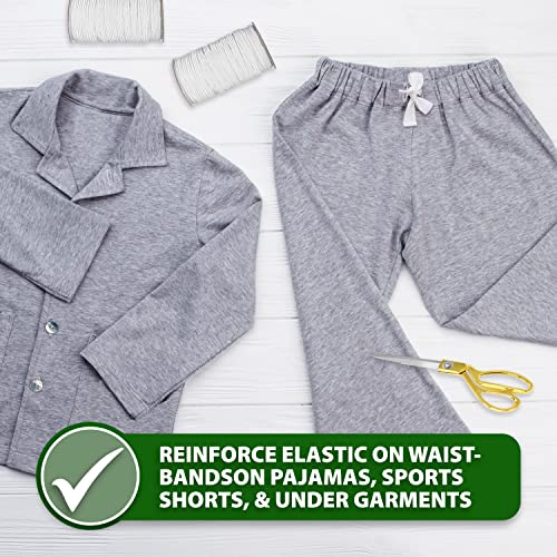 Mandala Crafts Flat Elastic Band, Braided Stretch Strap Cord Roll for Sewing and Crafting; 1/4 inch 6mm 50 Yards Cream