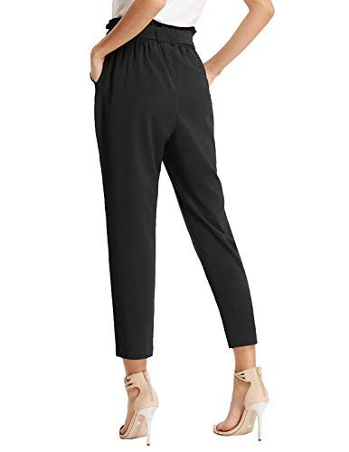 GRACE KARIN Women's Slim Straight Leg Teens Pants with Pockets M Black