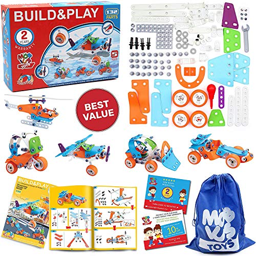 132 PCS STEM Learning Toys ? Education Engineering and DIY STEM Construction Kit ? Best Building Set for 6 7 8 9 10+ Year Olds Boys & Girls That Love to Build ? Creative Stem Gift Play Set for Kids