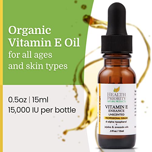 Organic Vitamin E Oil for Skin - 15000 IU, Unscented