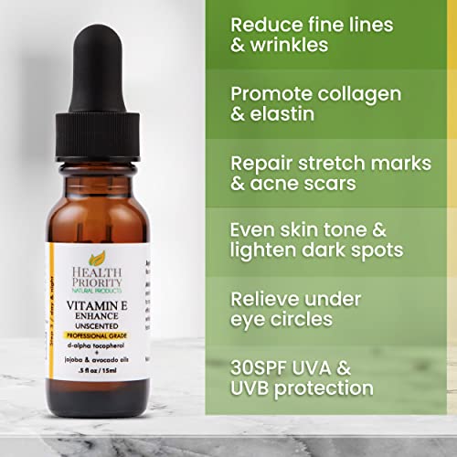 Organic Vitamin E Oil for Skin - 15000 IU, Unscented