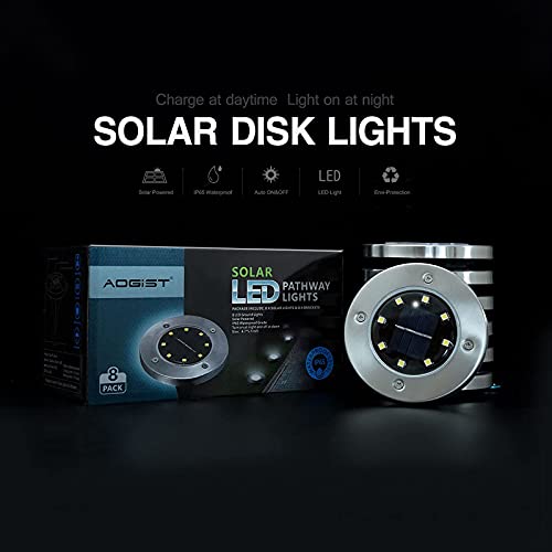 Aogist Solar Ground Lights - 8 Pack, Outdoor Garden Lighting