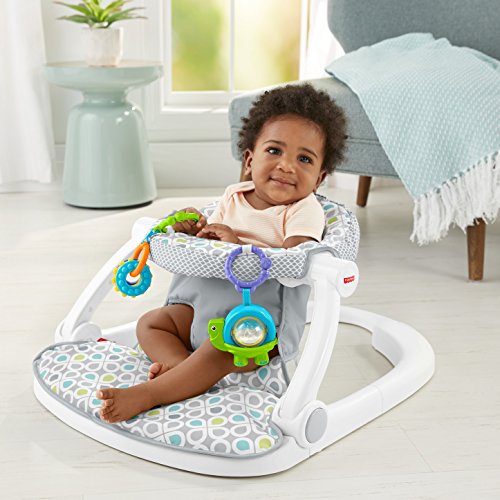 Fisher-Price Sit-Me-Up Floor Seat - Honeydew Drop, portable infant chair with toys