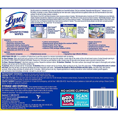 Lysol Disinfecting Wipes, Lemon & Lime Blossom, 80ct