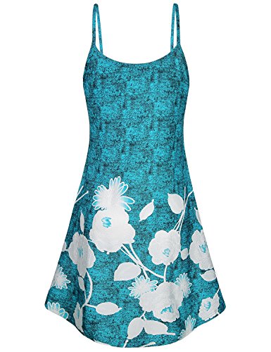 SeSe Code A Line Dress Women Casual Dresses for Juniors Summer Rose Flower Print Shirt Loose Fitted Tops Swing Flared Bottom Cami Tunic Green XL