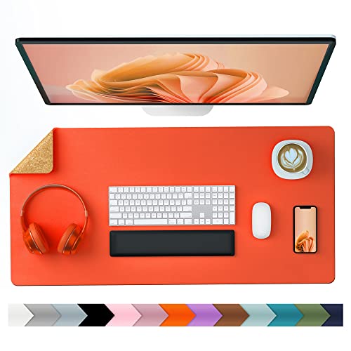 Large Dual-Sided Orange Desk Pad for Office/Home - 31.5" x 15.7