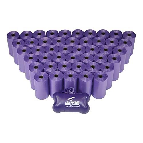 880 Pet Waste Bags, Dog Waste Bags, Bulk Poop Bags with Leash Clip and Bone Bag Dispenser - (880 Bags, Purple)